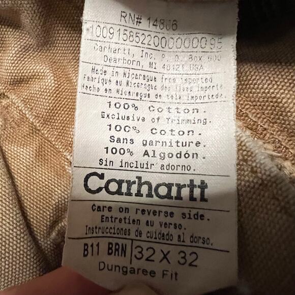 Carhartt Pants Mens 32 X32 Dungaree Light Brown Tan Distressed Carpenter - Picture 6 of 10
